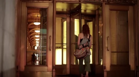 Brass Revolving Door  Stock Footage 58089704