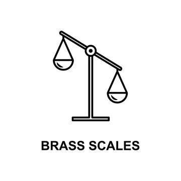 Brass scales icon. Element of measuring instruments icon with name for mobile Stock Illustration