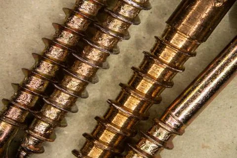Brass screws with thread Stock Photos