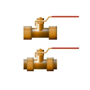 Brass shut-off valve. Stock Illustration