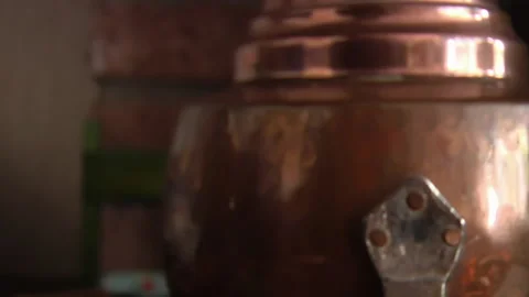 Brass Teapots Stock Footage 136342330