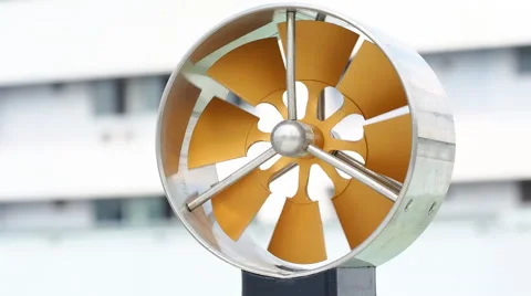 Brass turbine rotating in the wind Stock Footage 45428442
