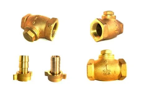 Brass valves on isolated Stock Photos