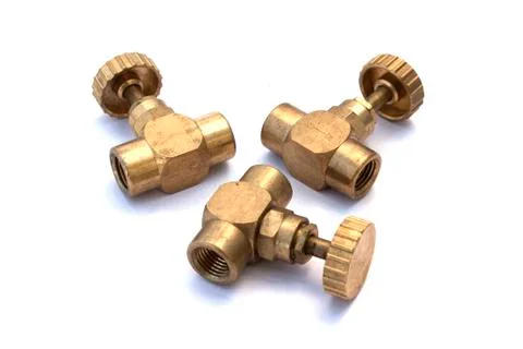 Brass valves,. Stock Photos