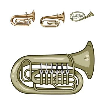 Brass wind instruments set musical orchestra theme Stock Illustration
