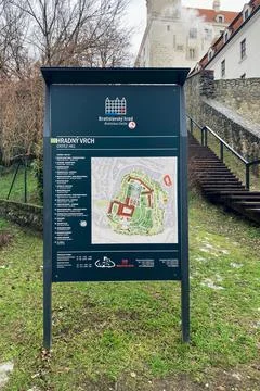 Bratislava Castle is massive rectangular building with four corner towers Stock Photos