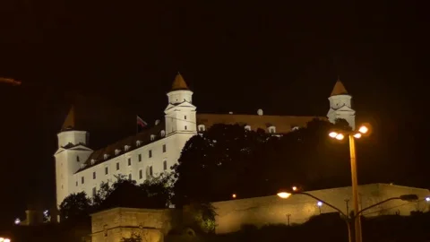Bratislava Castle at Night Stock Footage 69271247