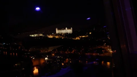 Bratislava castle in night Stock Footage 120540732