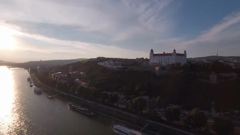 Bratislava Castle in sunset Stock Footage 120533524