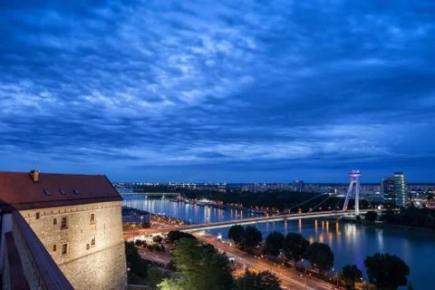 Bratislava City Evening Cityscape Foto stock
