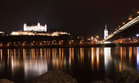 Bratislava City - Night View Stock Photos