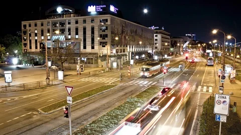 Bratislava City Street and Traffic Timelapse Stock Footage