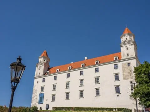 Bratislava at the danube river Stock Photos