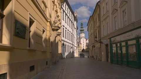 Bratislava: Empty streets during The Covid19 quarantine. Stock Footage