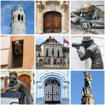 Bratislava landmarks collage Foto stock