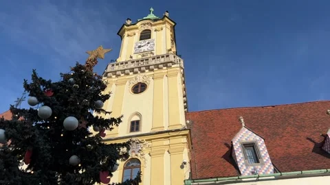 Bratislava Main Square with a Christmas Tree 動画素材 229559693