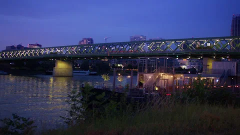 Bratislava old bridge Stock Footage 253876596