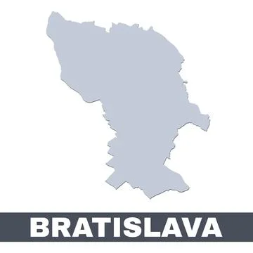 Bratislava outline map. Vector map of Bratislava city area borders with shado イラスト素材