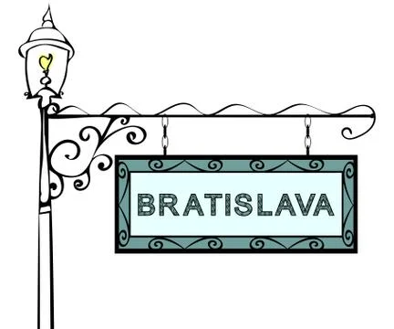 Bratislava retro pointer lamppost Stock Illustration
