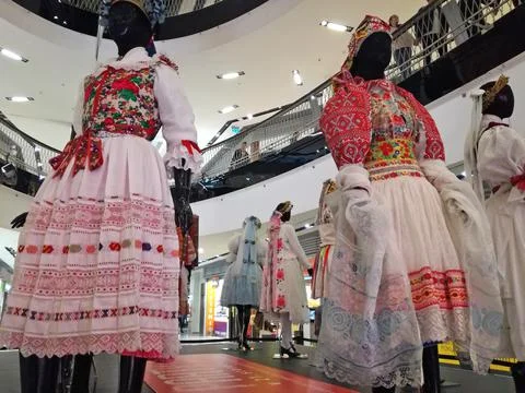 Bratislava, Slovakia - 10/7/2019: Exhibition of national folk dresses Parta Stock Photos