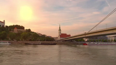 Bratislava in Slovakia during Sunset Stock Footage 157209043
