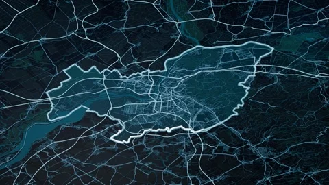 Bratislava Slovakia Glowing Digital Map Animation 4K Stock Footage 337987690