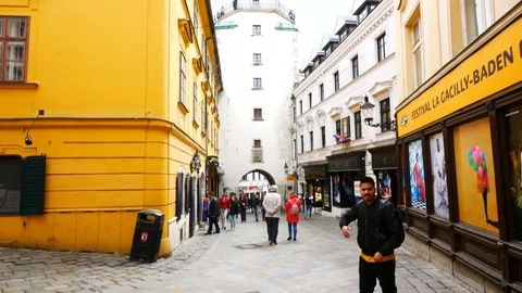 Bratislava, Slovakia, view of Saint Michael gate 스톡 동영상 108206096