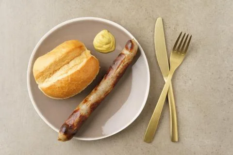 Bratwurst with bread roll Stock Photos