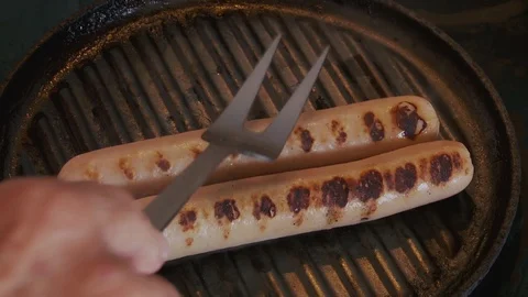 Bratwurst cooking Stock Footage 112589873