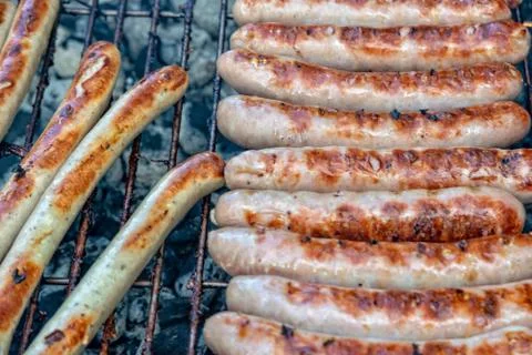 Bratwurst on the grill Stock Photos
