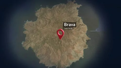 Brava City Map Zoom (Cape Verde) from Space to Earth Stock Footage 274455747