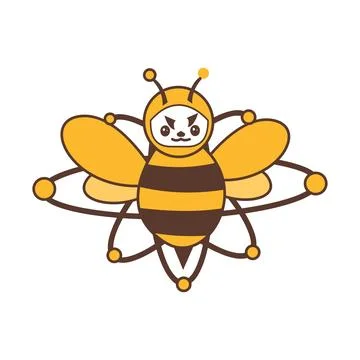 Brave atomic bee funny character for logo and vector icon Stock Illustration