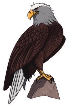 Brave eagle icon perching gesture cartoon sketch Stock Illustration