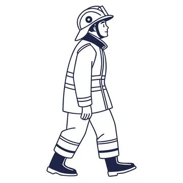 Brave Firefighter Character Flat Design Stock Illustration