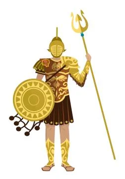 Brave gladiator with shield and spear Stock Illustration