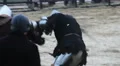 Brave knight sets off blistering attack on rival in martial arts competition HD Footage