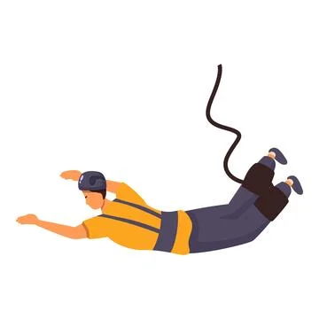 Brave man bungee jumping from great height experiencing extreme emotions Stock Illustration