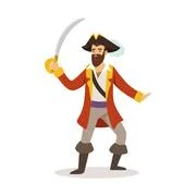 A pirate man or captain hook got rope around his body cartoon