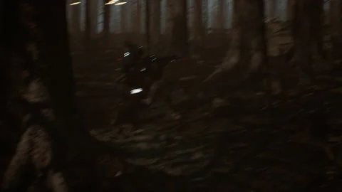 Brave sci-fi soldier engages in fight with zombies 06 Stock Footage 232580965