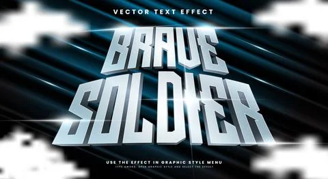 Brave Soldier 3d editable vector text effect Stock Illustration
