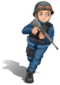 A brave soldier with a gun Stock Illustration