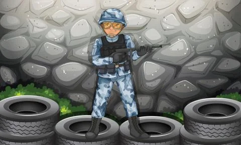 A brave soldier 库存插图