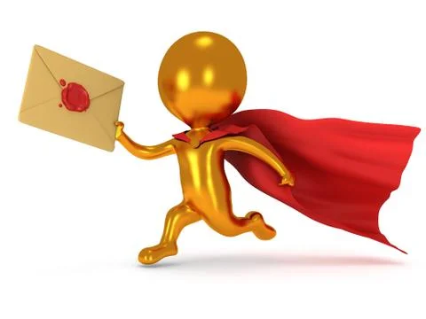 Brave superhero mailman with envelope Stock Illustration
