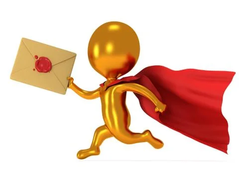 Brave superhero mailman with envelope Stock Illustration