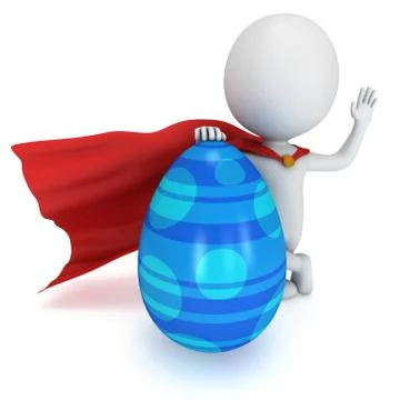 Brave superhero with red cloak with Easter Egg Stock Illustration