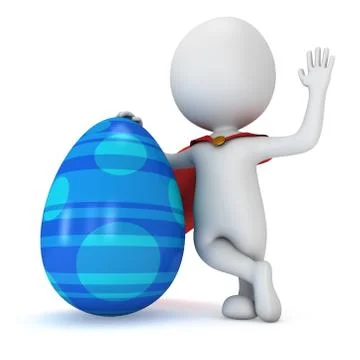 Brave superhero with red cloak with Easter Egg Stock Illustration
