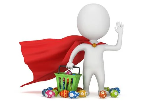 Brave superhero shopper with Easter Eggs Stock Illustration