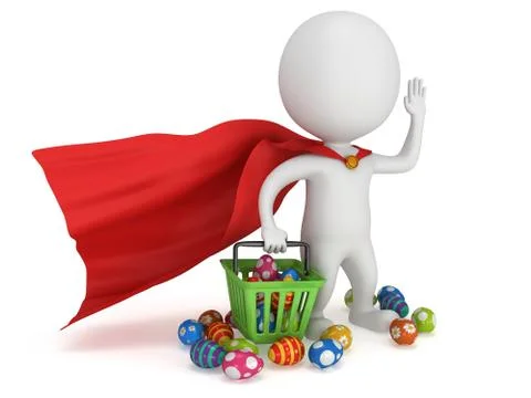 Brave superhero shopper with Easter Eggs Stock Illustration