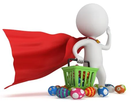 Brave superhero shopper with Easter Eggs Stock Illustration