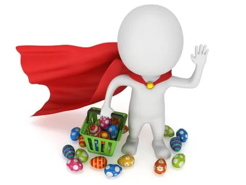 Brave superhero shopper with Easter Eggs Stock Illustration